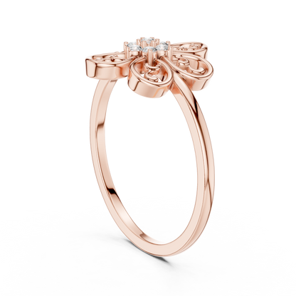 Rose Gold Intricate Filigree Petal Lab Grown Diamond Ring