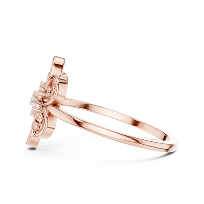 Rose Gold Intricate Filigree Petal Lab Grown Diamond Ring