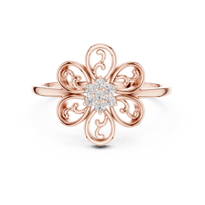 Rose Gold Intricate Filigree Petal Lab Grown Diamond Ring