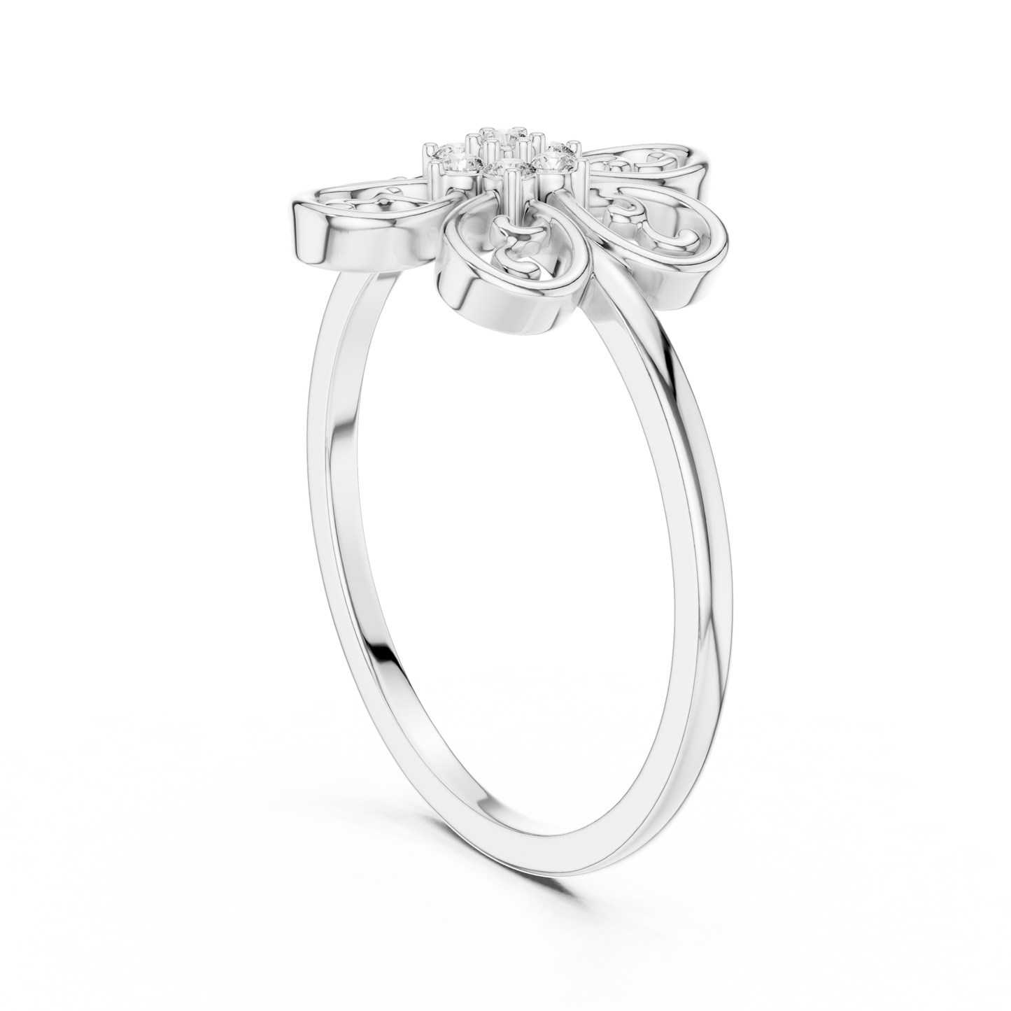 Rose Gold Intricate Filigree Petal Lab Grown Diamond Ring