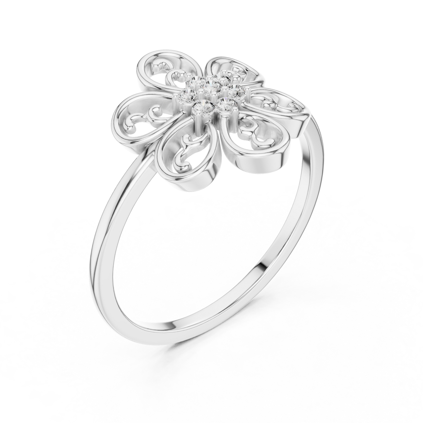 Rose Gold Intricate Filigree Petal Lab Grown Diamond Ring