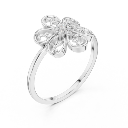 Rose Gold Intricate Filigree Petal Lab Grown Diamond Ring