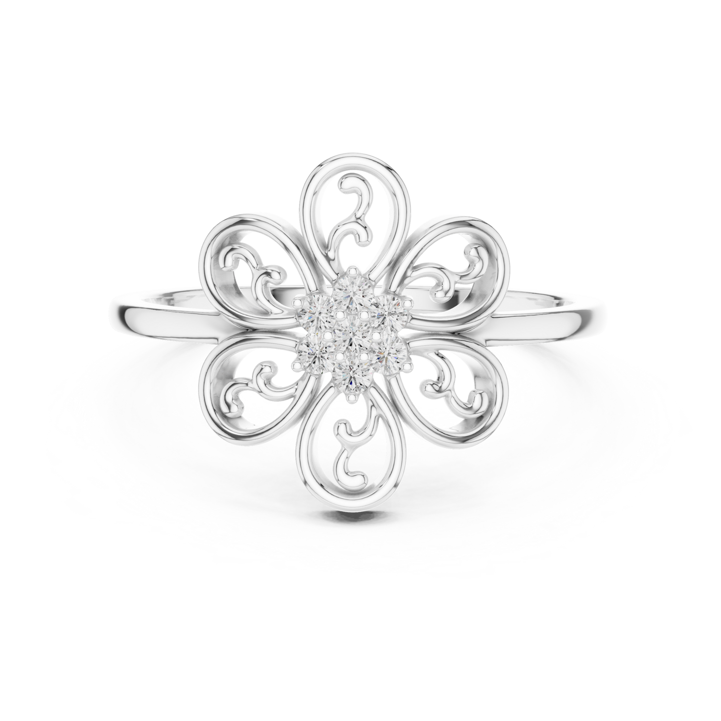 Rose Gold Intricate Filigree Petal Lab Grown Diamond Ring