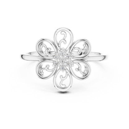 Rose Gold Intricate Filigree Petal Lab Grown Diamond Ring