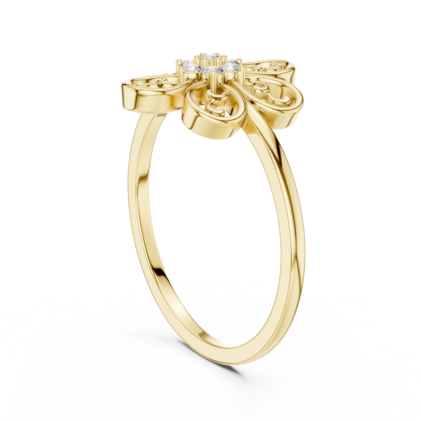 Rose Gold Intricate Filigree Petal Lab Grown Diamond Ring