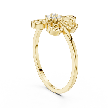 Rose Gold Intricate Filigree Petal Lab Grown Diamond Ring