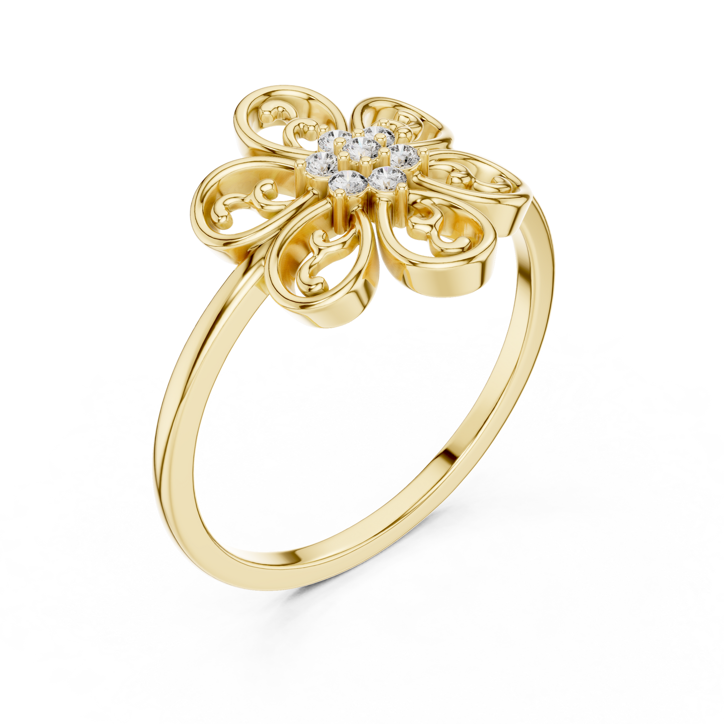 Rose Gold Intricate Filigree Petal Lab Grown Diamond Ring