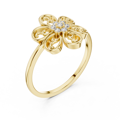 Rose Gold Intricate Filigree Petal Lab Grown Diamond Ring