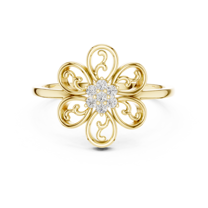 Rose Gold Intricate Filigree Petal Lab Grown Diamond Ring