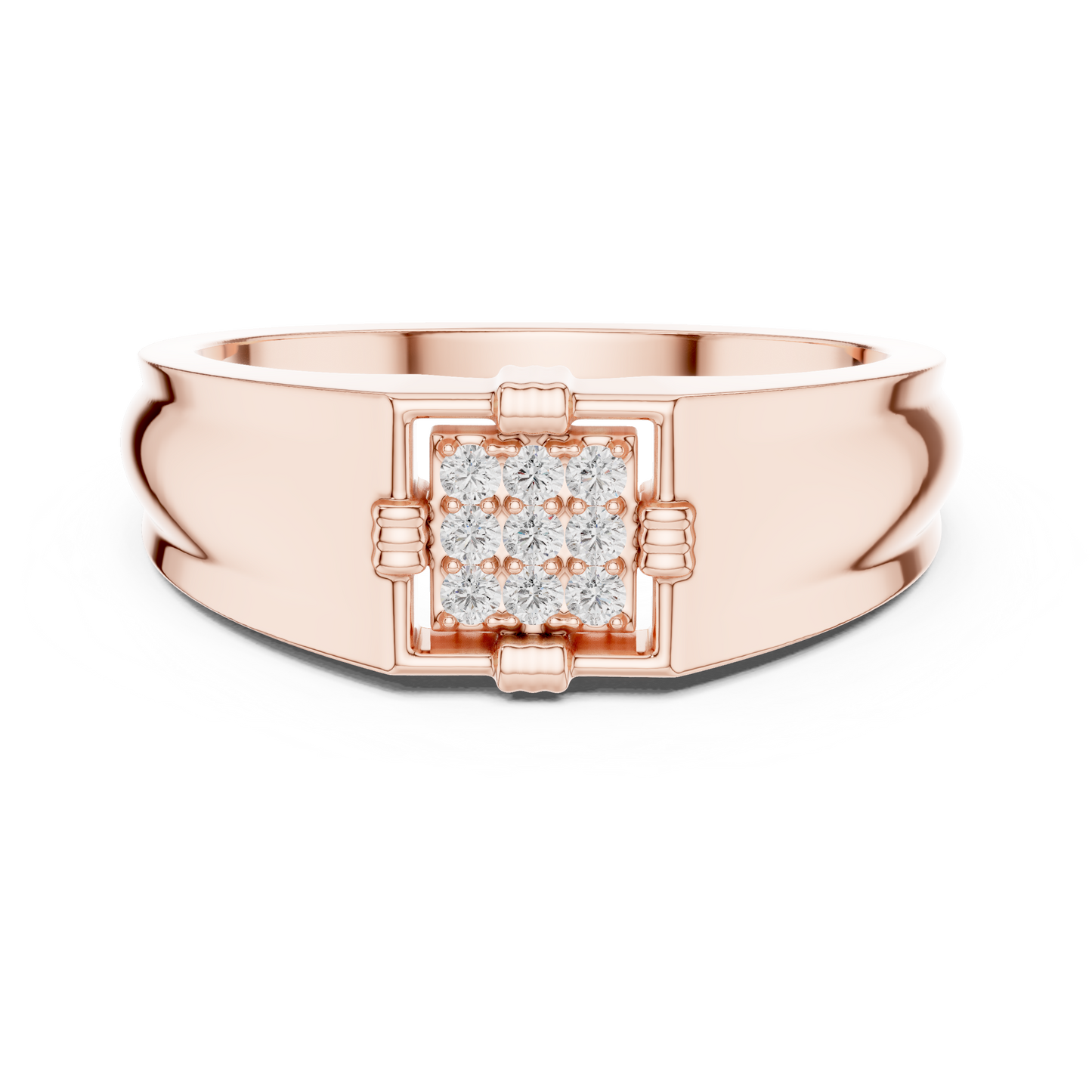 Men's Lab Grown Diamond Square Cluster Ring