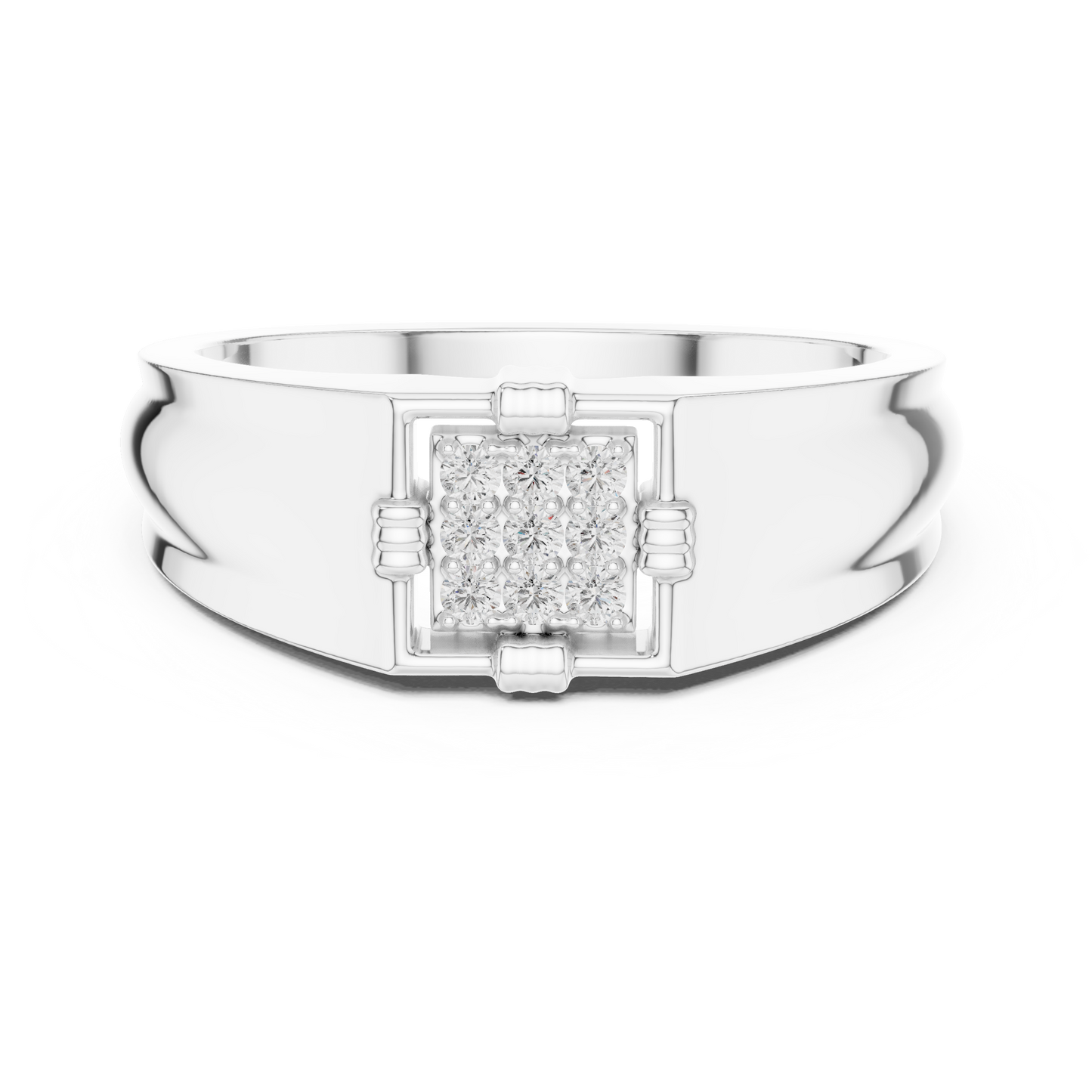 Men's Lab Grown Diamond Square Cluster Ring