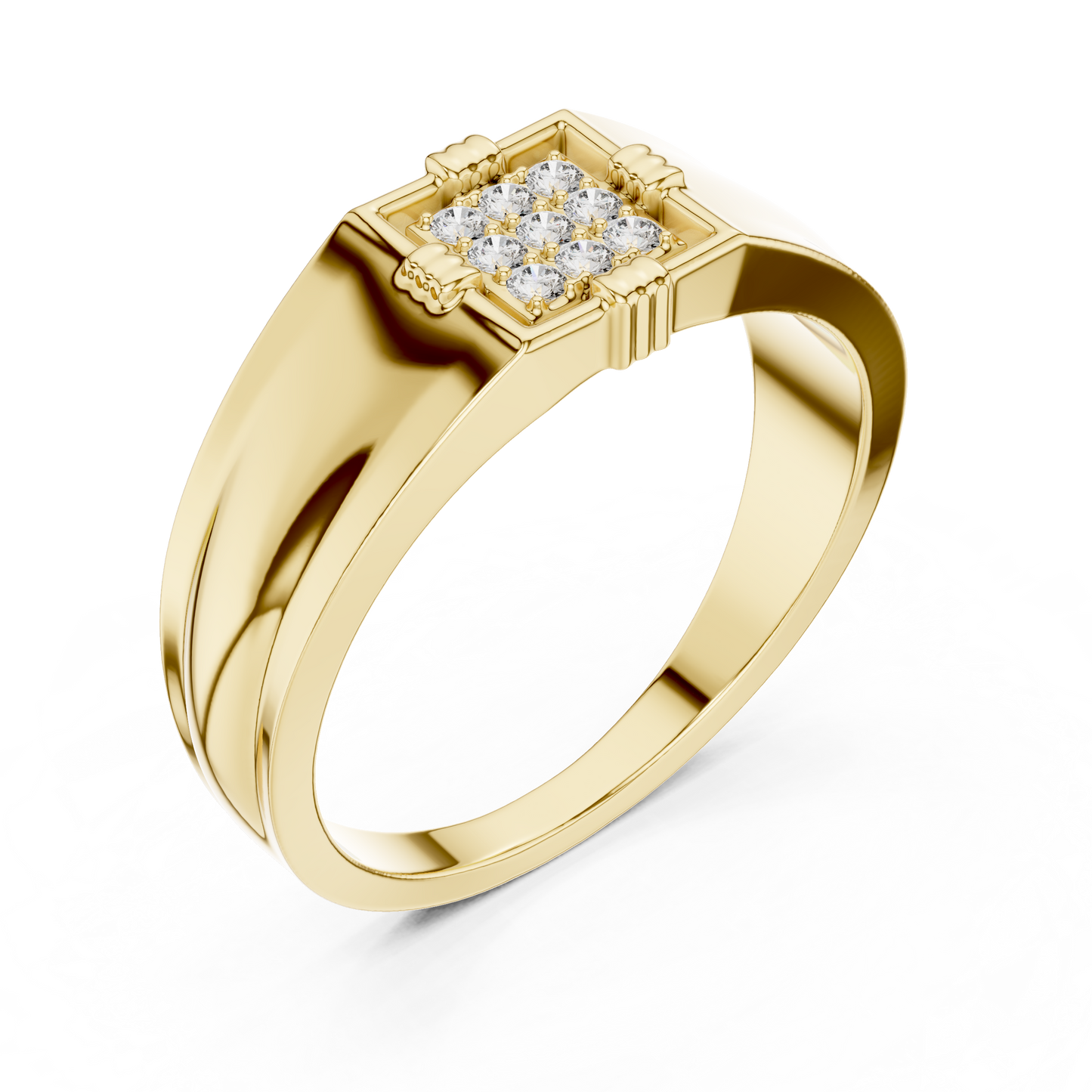 Men's Lab Grown Diamond Square Cluster Ring