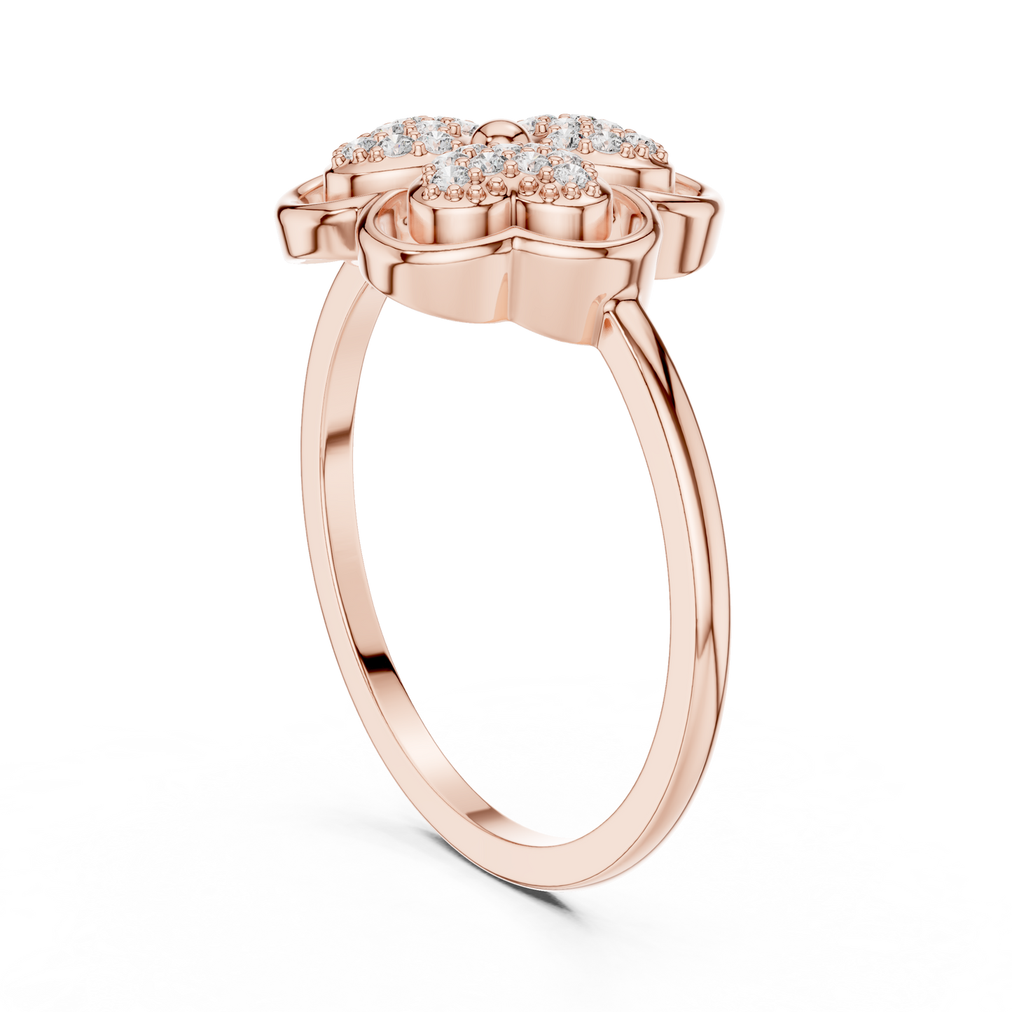 Lab Grown Diamond Three Petal Flower Ring