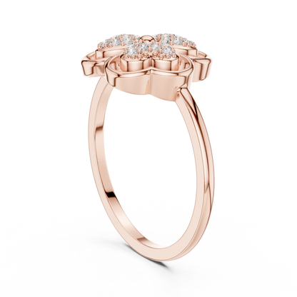Lab Grown Diamond Three Petal Flower Ring