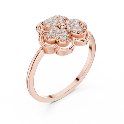 Lab Grown Diamond Three Petal Flower Ring