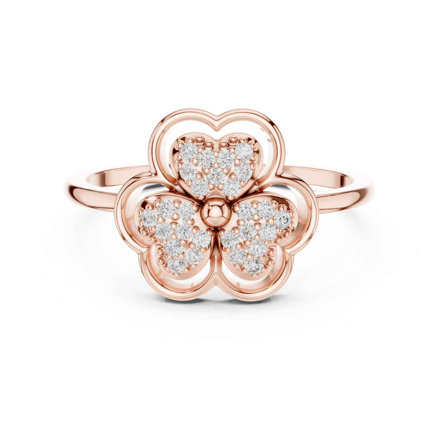 Lab Grown Diamond Three Petal Flower Ring