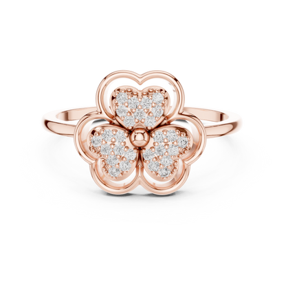 Lab Grown Diamond Three Petal Flower Ring