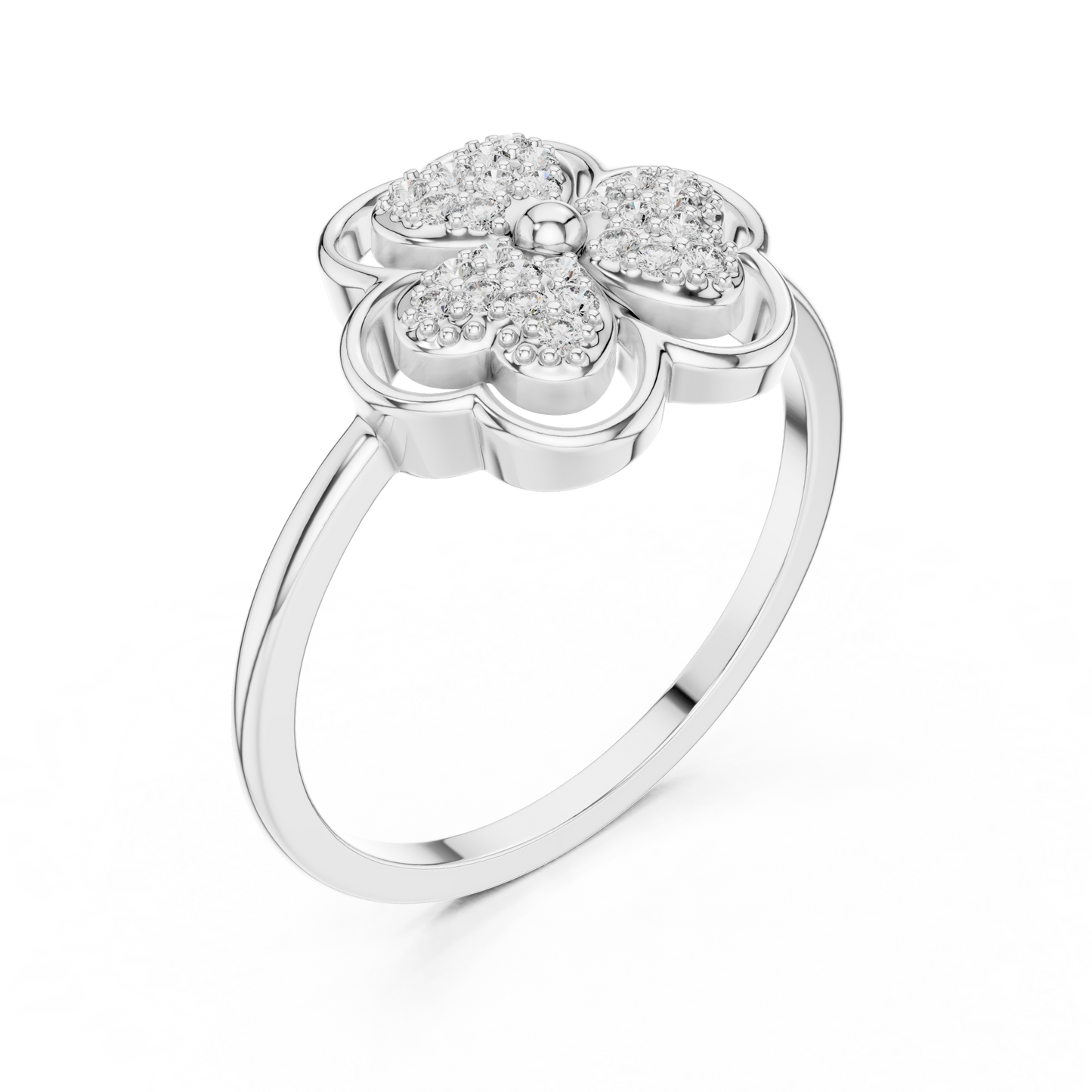 Lab Grown Diamond Three Petal Flower Ring