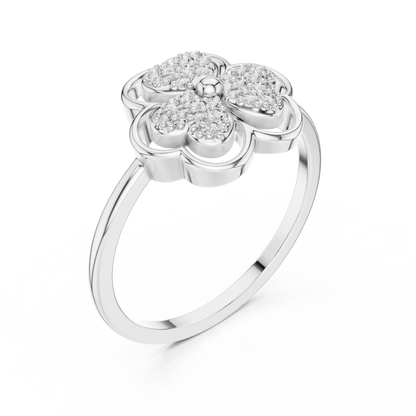 Lab Grown Diamond Three Petal Flower Ring