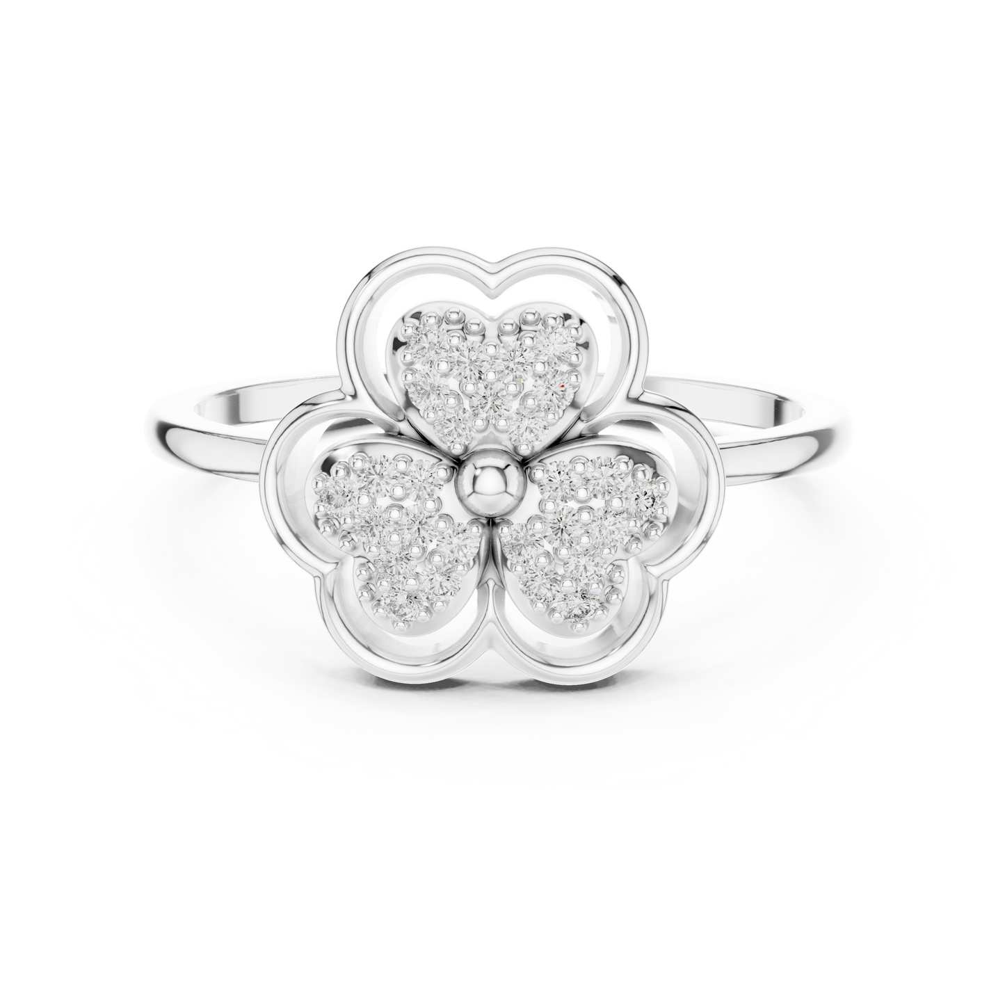 Lab Grown Diamond Three Petal Flower Ring