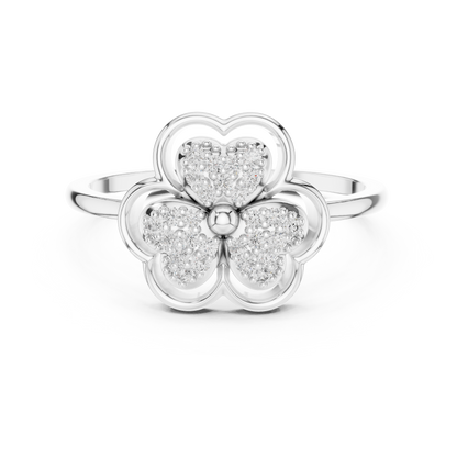 Lab Grown Diamond Three Petal Flower Ring