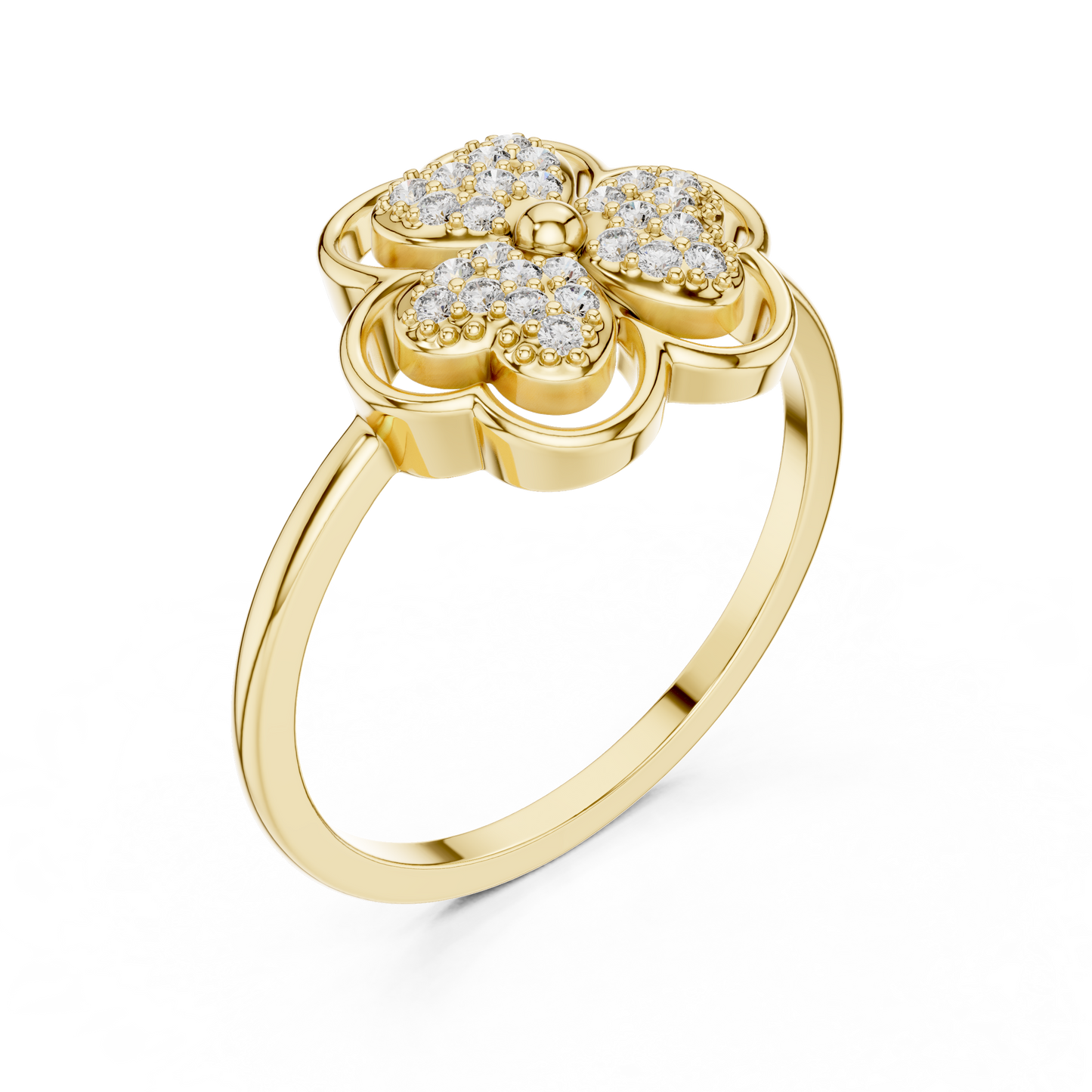 Lab Grown Diamond Three Petal Flower Ring