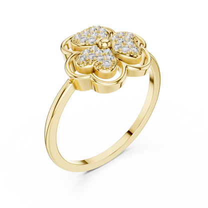 Lab Grown Diamond Three Petal Flower Ring
