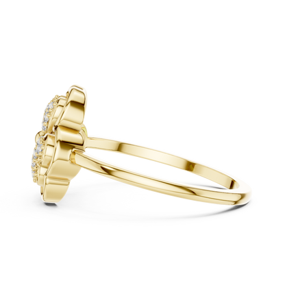 Lab Grown Diamond Three Petal Flower Ring