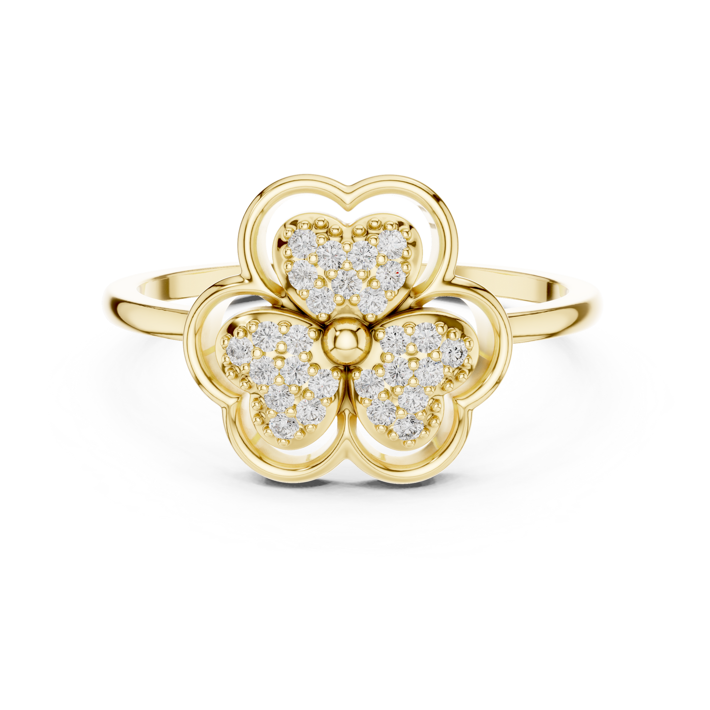 Lab Grown Diamond Three Petal Flower Ring