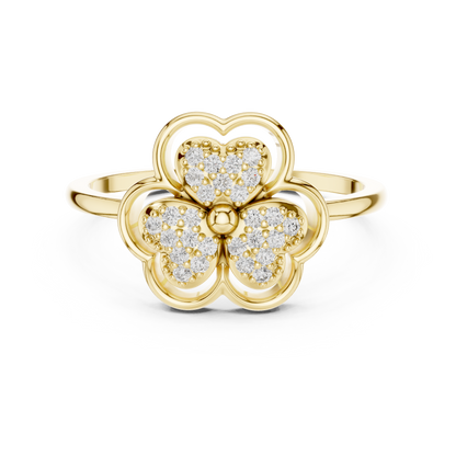 Lab Grown Diamond Three Petal Flower Ring