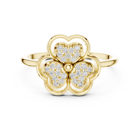 Lab Grown Diamond Three Petal Flower Ring
