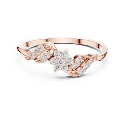 White Gold Flower Cluster Lab Grown Diamond Ring
