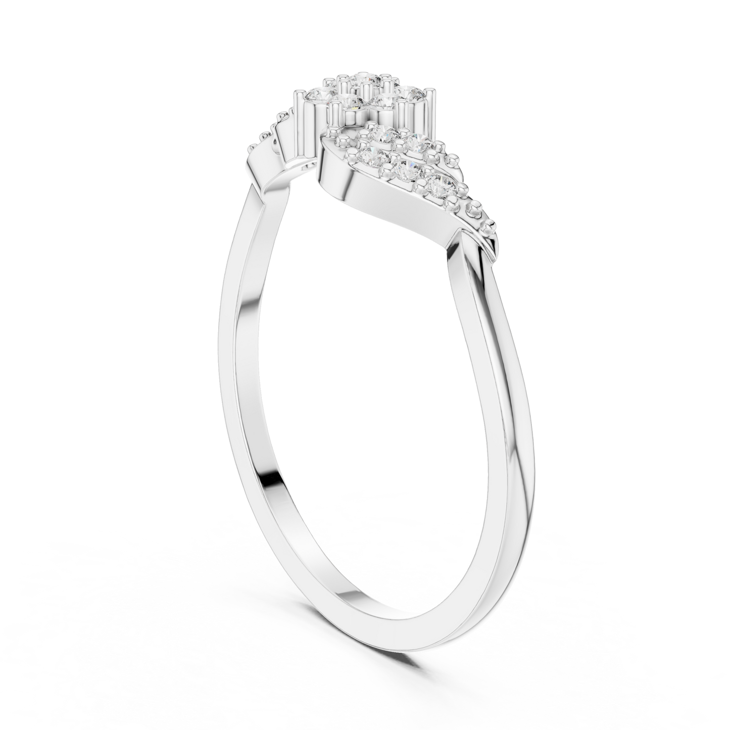 White Gold Flower Cluster Lab Grown Diamond Ring