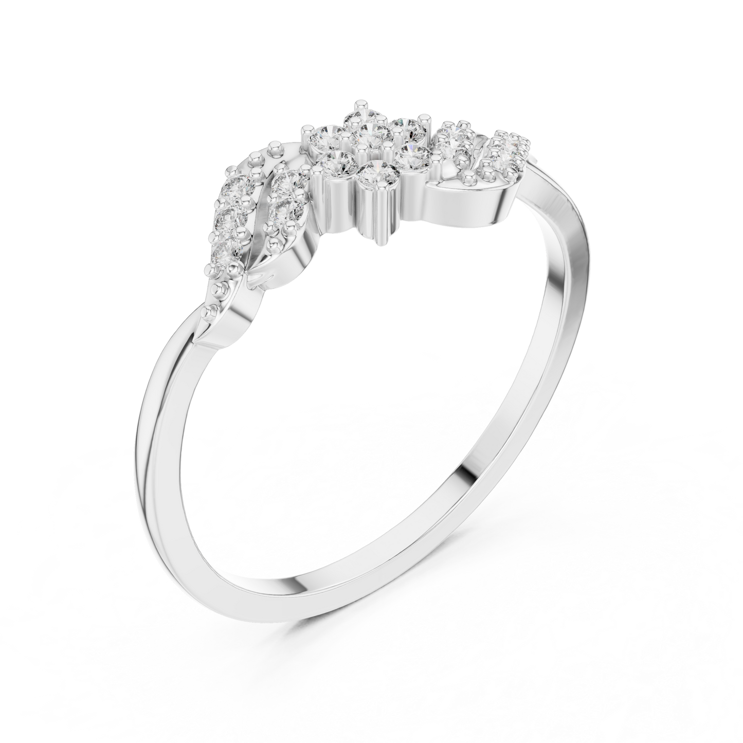 White Gold Flower Cluster Lab Grown Diamond Ring