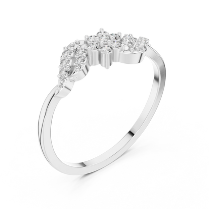 White Gold Flower Cluster Lab Grown Diamond Ring