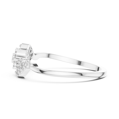 White Gold Flower Cluster Lab Grown Diamond Ring