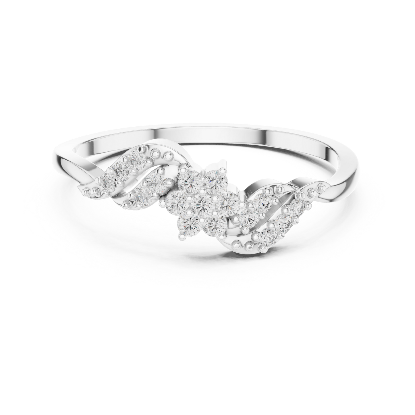 White Gold Flower Cluster Lab Grown Diamond Ring