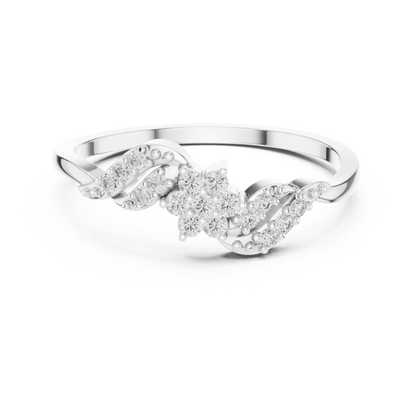 White Gold Flower Cluster Lab Grown Diamond Ring