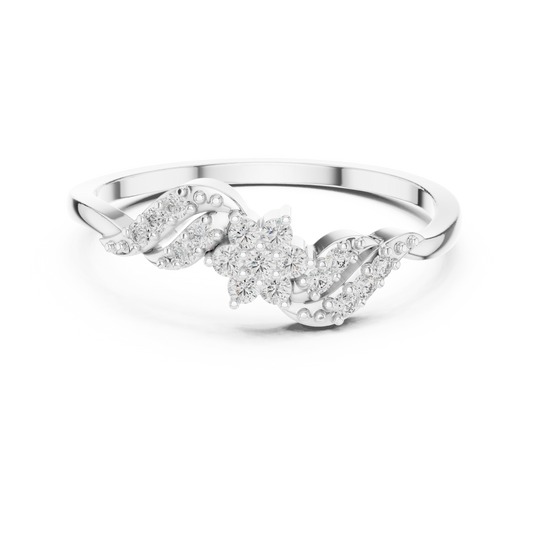 White Gold Flower Cluster Lab Grown Diamond Ring