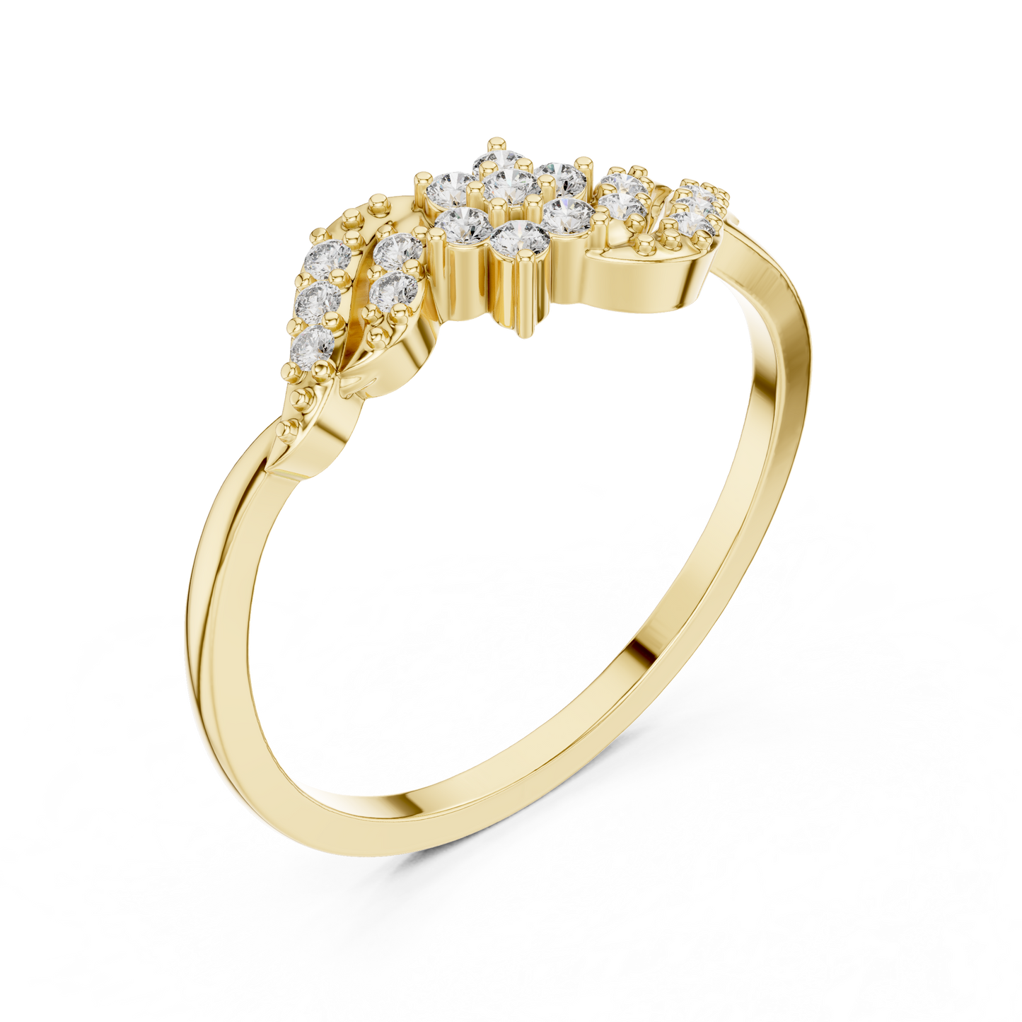 White Gold Flower Cluster Lab Grown Diamond Ring