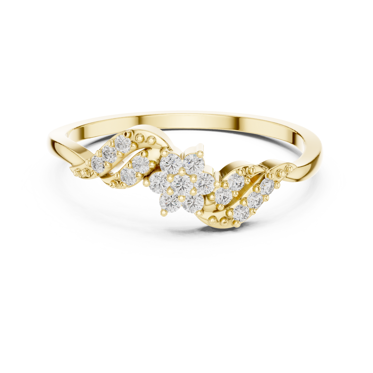 White Gold Flower Cluster Lab Grown Diamond Ring