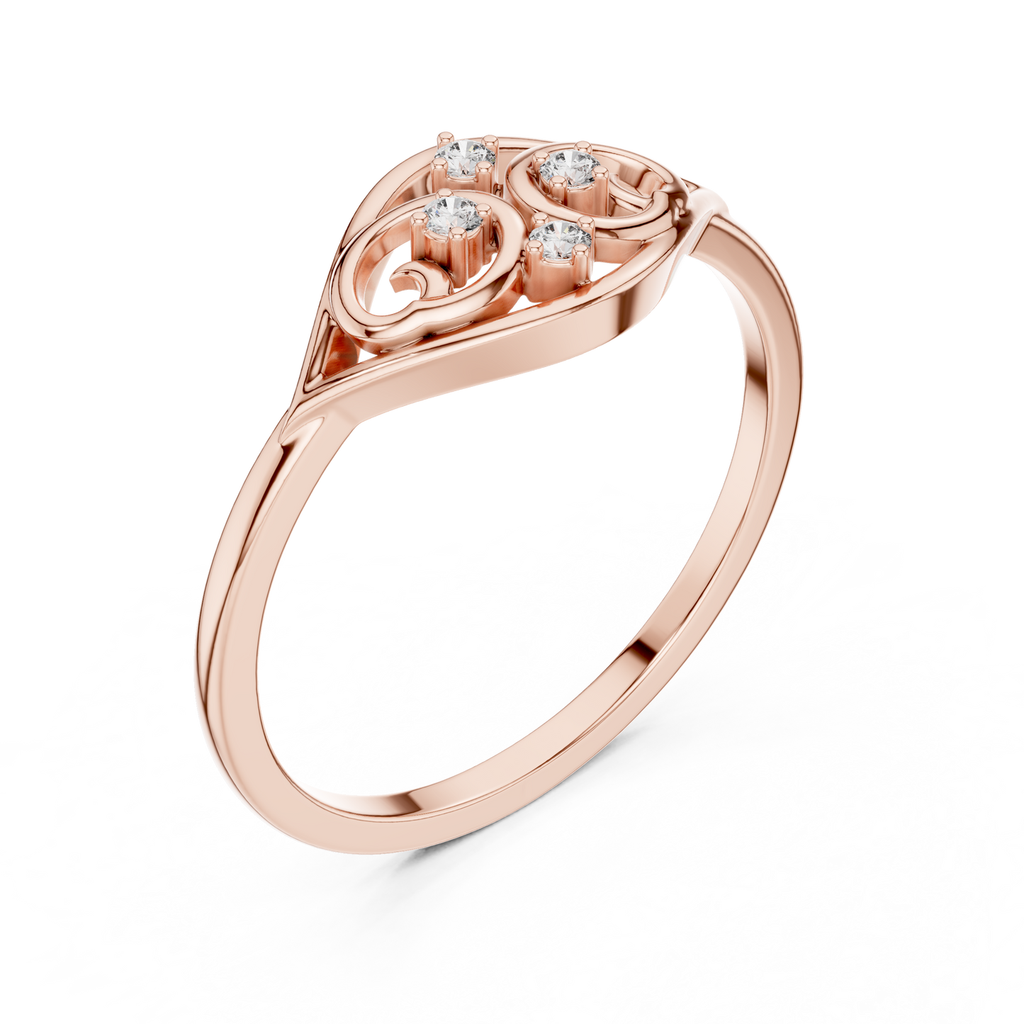 Lab Grown Diamond Marquise Shape Scroll Ring