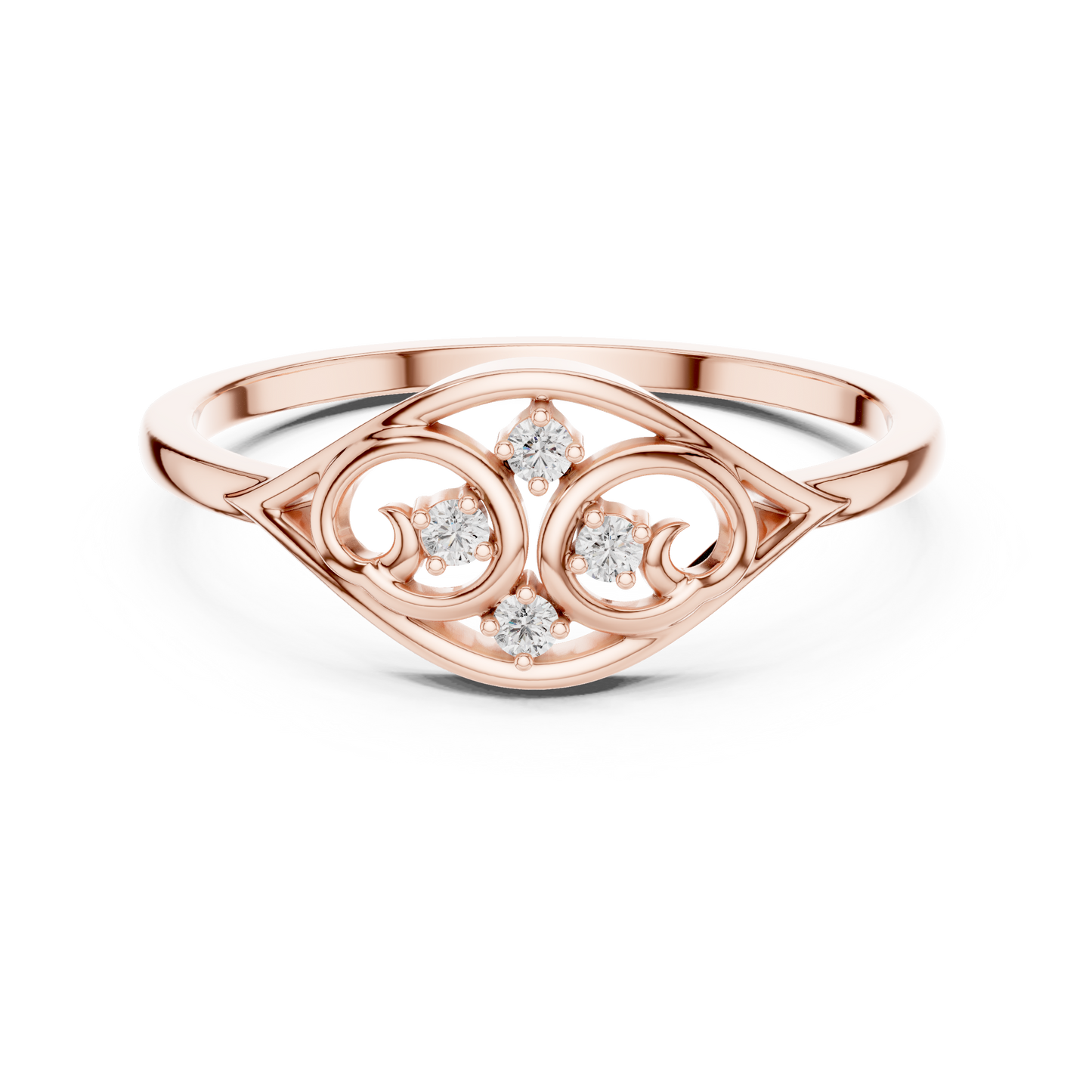 Lab Grown Diamond Marquise Shape Scroll Ring