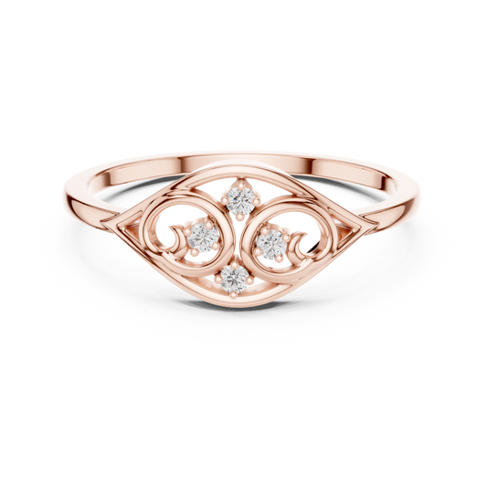 Lab Grown Diamond Marquise Shape Scroll Ring