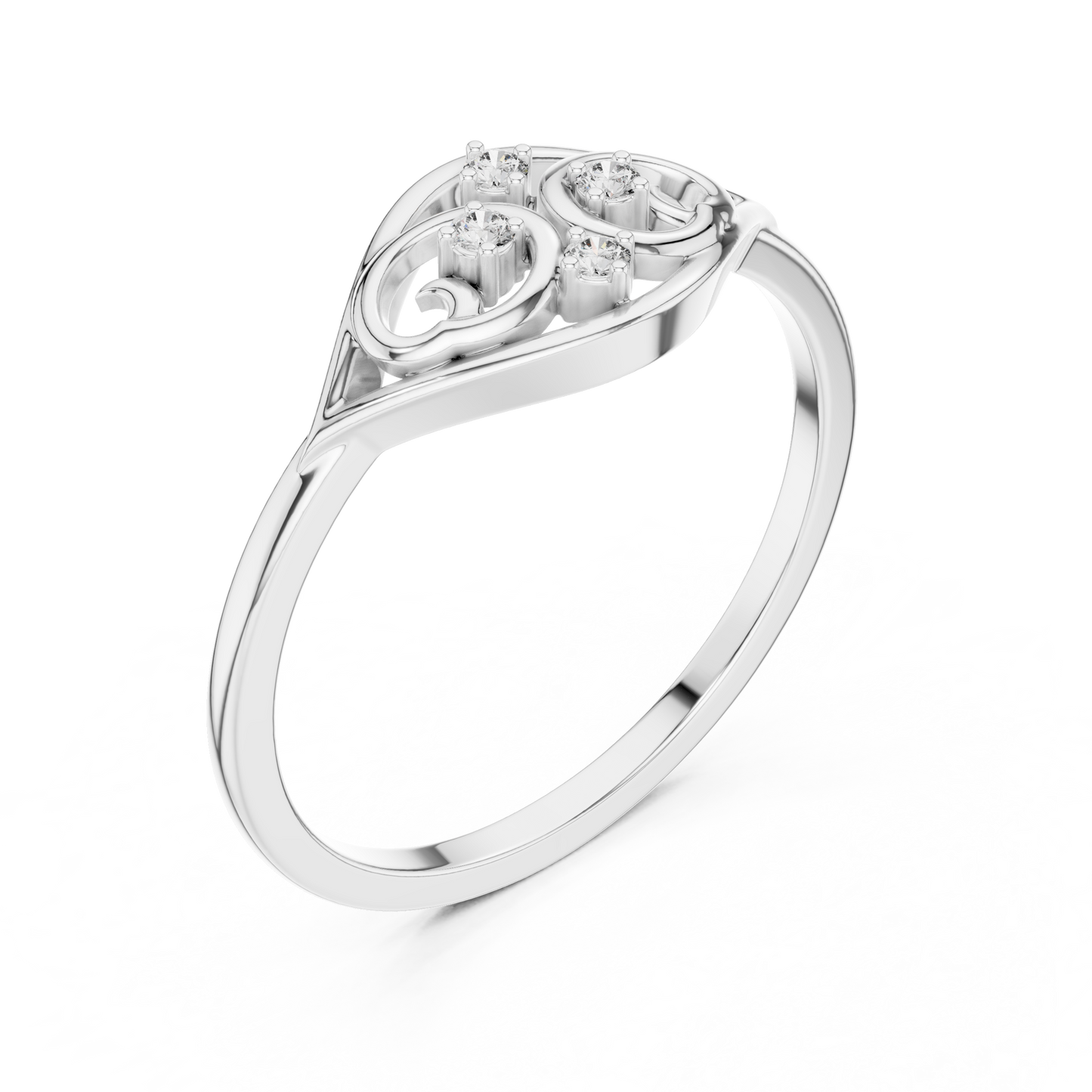 Lab Grown Diamond Marquise Shape Scroll Ring