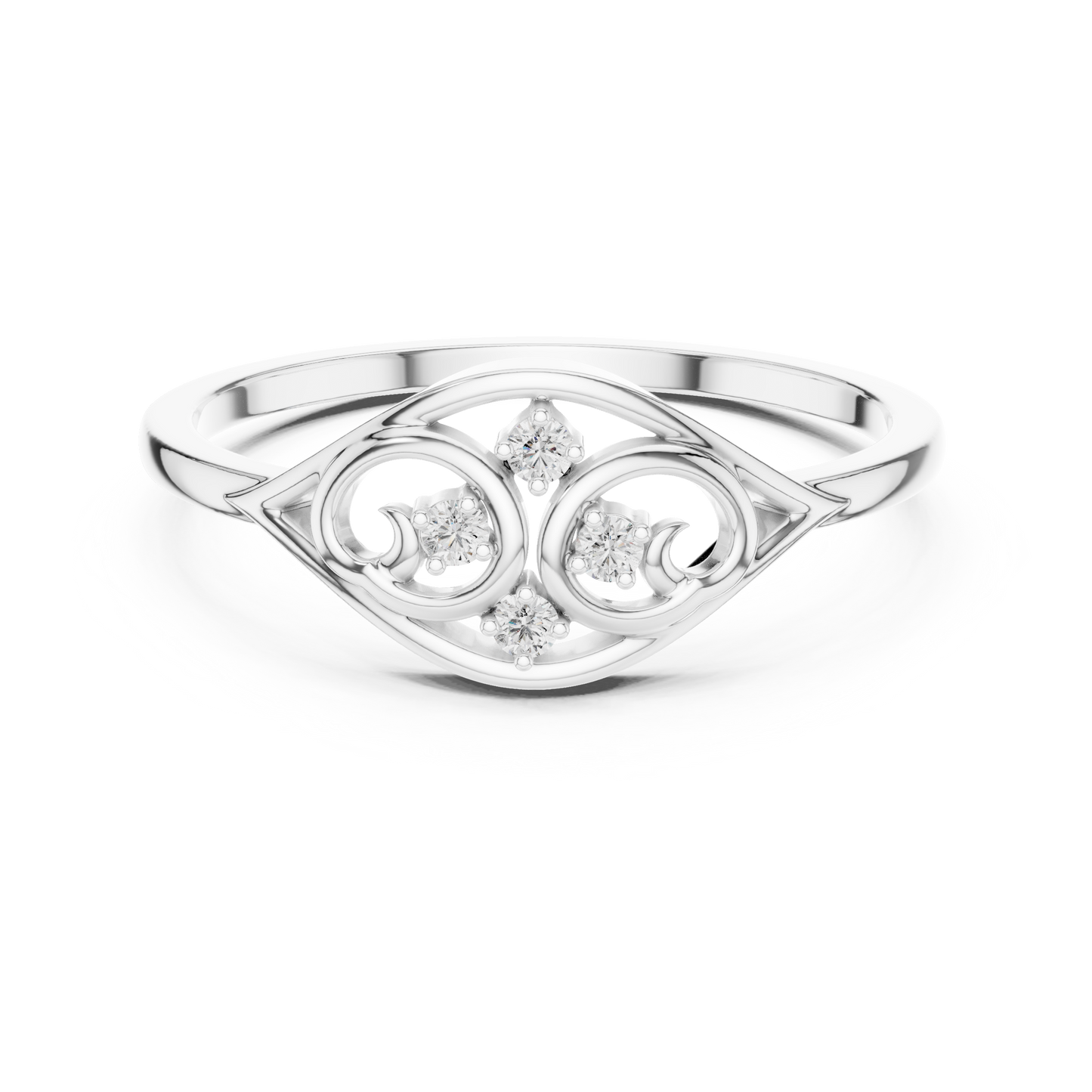 Lab Grown Diamond Marquise Shape Scroll Ring