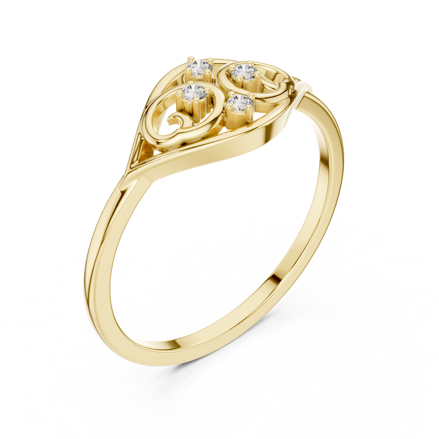 Lab Grown Diamond Marquise Shape Scroll Ring