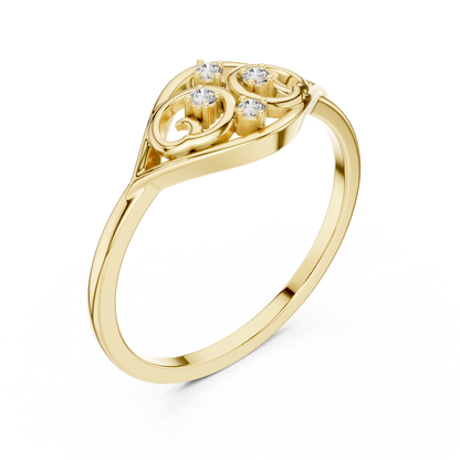 Lab Grown Diamond Marquise Shape Scroll Ring