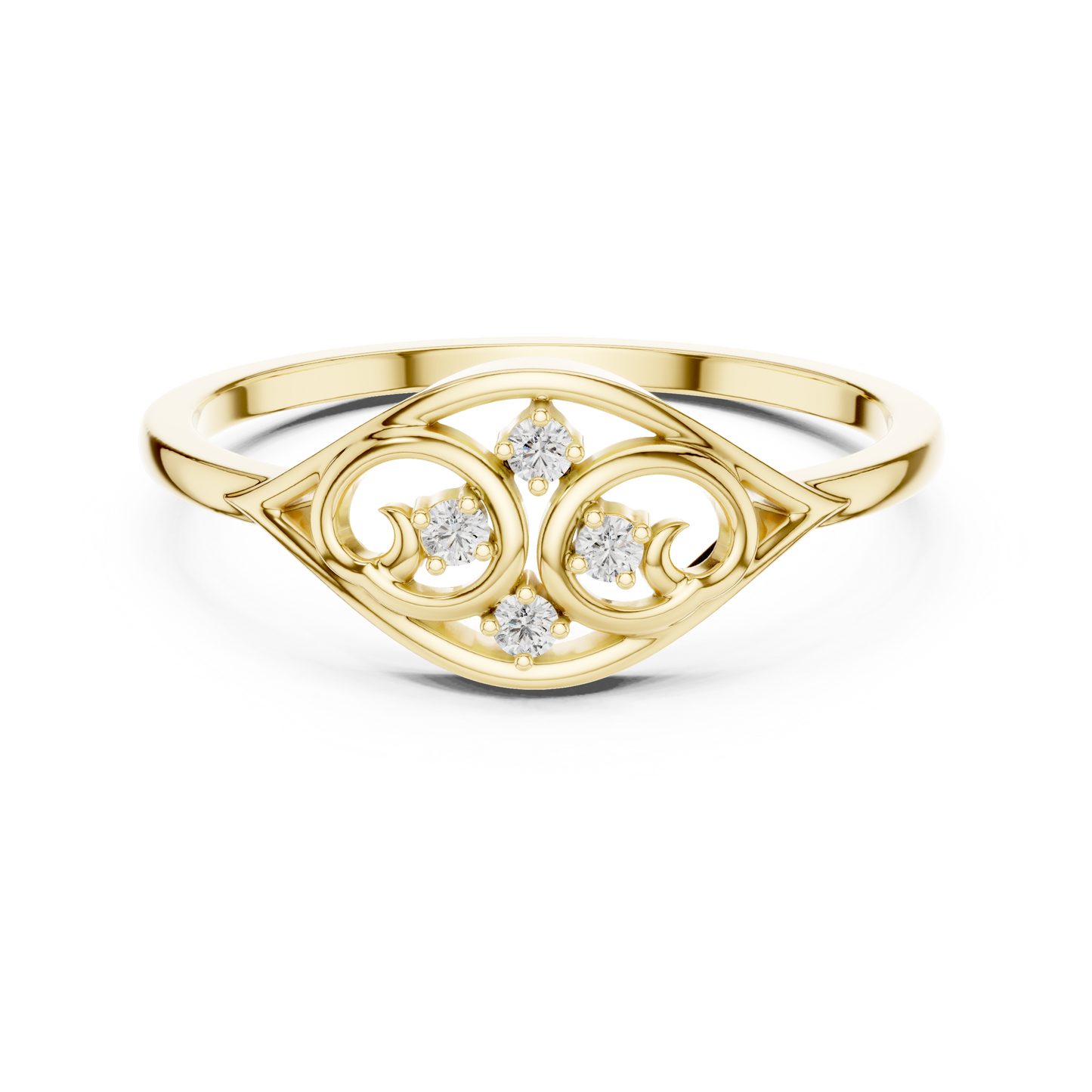 Lab Grown Diamond Marquise Shape Scroll Ring