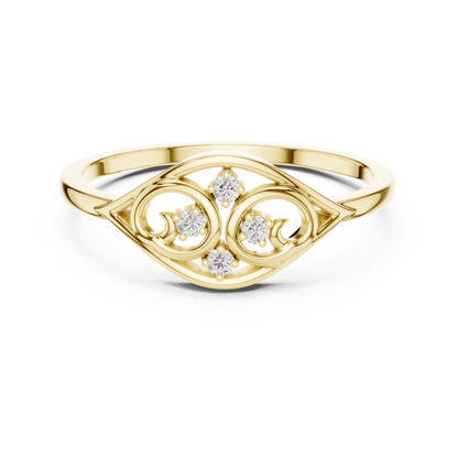 Lab Grown Diamond Marquise Shape Scroll Ring